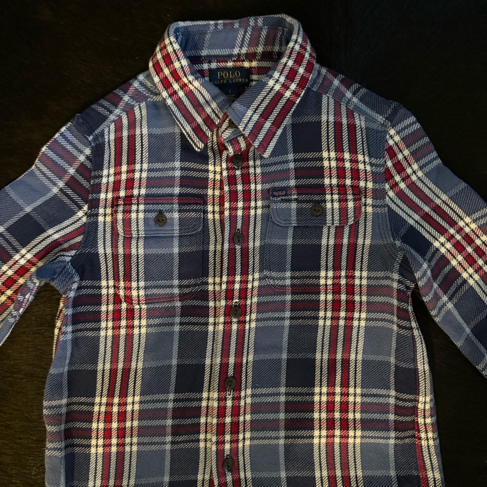 Polo by Ralph Lauren Blue and Red Plaid Kids Button Down Shirt